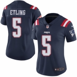 Women's Nike New England Patriots #5 Danny Etling Limited Navy Blue Rush Vapor Untouchable NFL Jersey