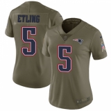 Women's Nike New England Patriots #5 Danny Etling Limited Olive 2017 Salute to Service NFL Jersey