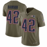 Men's Nike New England Patriots #42 Duke Dawson Limited Olive 2017 Salute to Service NFL Jersey