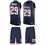 Men's Nike New England Patriots #29 Sony Michel Limited Navy Blue Tank Top Suit NFL Jersey