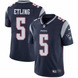 Men's Nike New England Patriots #5 Danny Etling Navy Blue Team Color Vapor Untouchable Limited Player NFL Jersey