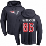 NFL Nike New England Patriots #86 Cordarrelle Patterson Navy Blue Name & Number Logo Pullover Hoodie