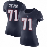 NFL Women's Nike New England Patriots #71 Danny Shelton Navy Blue Rush Pride Name & Number T-Shirt