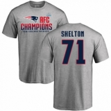 Nike New England Patriots #71 Danny Shelton Heather Gray 2017 AFC Champions V-Neck T-Shirt