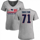 Women's Nike New England Patriots #71 Danny Shelton Heather Gray 2017 AFC Champions V-Neck T-Shirt