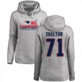 Women's Nike New England Patriots #71 Danny Shelton Heather Gray 2017 AFC Champions Pullover Hoodie