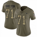 Women's Nike New England Patriots #71 Danny Shelton Limited Olive/Camo 2017 Salute to Service NFL Jersey