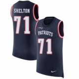Men's Nike New England Patriots #71 Danny Shelton Navy Blue Rush Player Name & Number Tank Top NFL Jersey