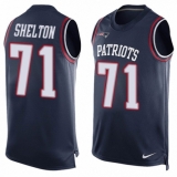Men's Nike New England Patriots #71 Danny Shelton Limited Navy Blue Player Name & Number Tank Top NFL Jersey