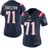 Women's Nike New England Patriots #71 Danny Shelton Limited Navy Blue Rush Vapor Untouchable NFL Jersey