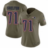 Women's Nike New England Patriots #71 Danny Shelton Limited Olive 2017 Salute to Service NFL Jersey