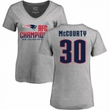 Women's Nike New England Patriots #30 Jason McCourty Heather Gray 2017 AFC Champions V-Neck T-Shirt