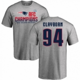 Nike New England Patriots #94 Adrian Clayborn Heather Gray 2017 AFC Champions V-Neck T-Shirt