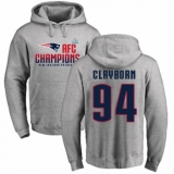 Nike New England Patriots #94 Adrian Clayborn Heather Gray 2017 AFC Champions Pullover Hoodie