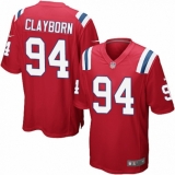 Men's Nike New England Patriots #94 Adrian Clayborn Game Red Alternate NFL Jersey