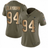 Women's Nike New England Patriots #94 Adrian Clayborn Limited Olive Gold 2017 Salute to Service NFL Jersey
