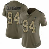 Women's Nike New England Patriots #94 Adrian Clayborn Limited Olive Camo 2017 Salute to Service NFL Jersey