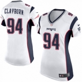 Women's Nike New England Patriots #94 Adrian Clayborn Game White NFL Jersey