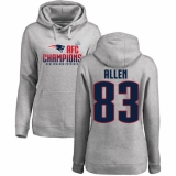 Women's Nike New England Patriots #83 Dwayne Allen Heather Gray 2017 AFC Champions Pullover Hoodie