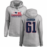 Women's Nike New England Patriots #61 Marcus Cannon Heather Gray 2017 AFC Champions Pullover Hoodie
