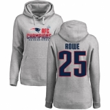 Women's Nike New England Patriots #25 Eric Rowe Heather Gray 2017 AFC Champions Pullover Hoodie