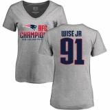 Women's Nike New England Patriots #91 Deatrich Wise Jr Heather Gray 2017 AFC Champions V-Neck T-Shirt