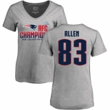 Women's Nike New England Patriots #83 Dwayne Allen Heather Gray 2017 AFC Champions V-Neck T-Shirt