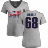 Women's Nike New England Patriots #68 LaAdrian Waddle Heather Gray 2017 AFC Champions V-Neck T-Shirt