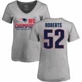 Women's Nike New England Patriots #52 Elandon Roberts Heather Gray 2017 AFC Champions V-Neck T-Shirt