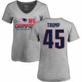 Women's Nike New England Patriots #45 Donald Trump Heather Gray 2017 AFC Champions V-Neck T-Shirt