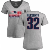 Women's Nike New England Patriots #32 Devin McCourty Heather Gray 2017 AFC Champions V-Neck T-Shirt