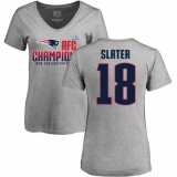 Women's Nike New England Patriots #18 Matthew Slater Heather Gray 2017 AFC Champions V-Neck T-Shirt