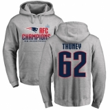Nike New England Patriots #62 Joe Thuney Heather Gray 2017 AFC Champions Pullover Hoodie