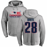 Nike New England Patriots #28 James White Heather Gray 2017 AFC Champions Pullover Hoodie