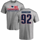 Nike New England Patriots #92 James Harrison Heather Gray 2017 AFC Champions V-Neck T-Shirt