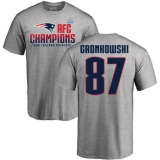 Nike New England Patriots #87 Rob Gronkowski Heather Gray 2017 AFC Champions V-Neck T-Shirt