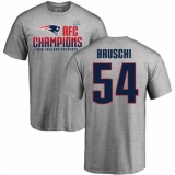 Nike New England Patriots #54 Tedy Bruschi Heather Gray 2017 AFC Champions V-Neck T-Shirt