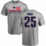 Nike New England Patriots #25 Eric Rowe Heather Gray 2017 AFC Champions V-Neck T-Shirt