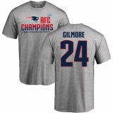 Nike New England Patriots #24 Stephon Gilmore Heather Gray 2017 AFC Champions V-Neck T-Shirt