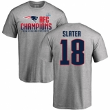 Nike New England Patriots #18 Matthew Slater Heather Gray 2017 AFC Champions V-Neck T-Shirt