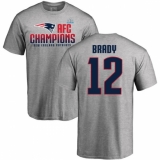 Nike New England Patriots #12 Tom Brady Heather Gray 2017 AFC Champions V-Neck T-Shirt