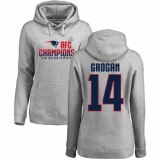 Women's Nike New England Patriots #14 Steve Grogan Heather Gray 2017 AFC Champions Pullover Hoodie