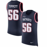 Men's Nike New England Patriots #56 Andre Tippett Limited Navy Blue Rush Player Name & Number Tank Top NFL Jersey