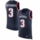 Men's Nike New England Patriots #3 Stephen Gostkowski Limited Navy Blue Rush Player Name & Number Tank Top NFL Jersey