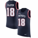 Men's Nike New England Patriots #18 Matthew Slater Limited Navy Blue Rush Player Name & Number Tank Top NFL Jersey