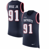 Men's Nike New England Patriots #91 Deatrich Wise Jr Limited Navy Blue Rush Player Name & Number Tank Top NFL Jersey