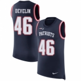 Men's Nike New England Patriots #46 James Develin Limited Navy Blue Rush Player Name & Number Tank Top NFL Jersey