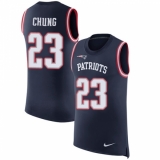 Men's Nike New England Patriots #23 Patrick Chung Limited Navy Blue Rush Player Name & Number Tank Top NFL Jersey