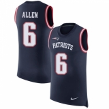 Men's Nike New England Patriots #6 Ryan Allen Limited Navy Blue Rush Player Name & Number Tank Top NFL Jersey