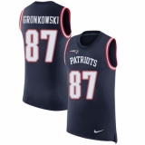 Men's Nike New England Patriots #87 Rob Gronkowski Limited Navy Blue Rush Player Name & Number Tank Top NFL Jersey